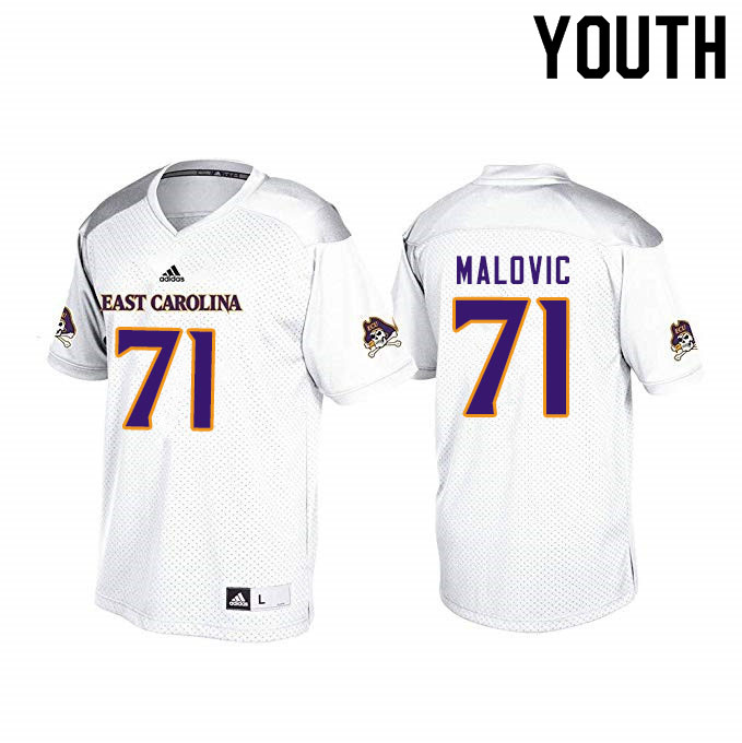 Youth #71 Bailey Malovic ECU Pirates College Football Jerseys Sale-White